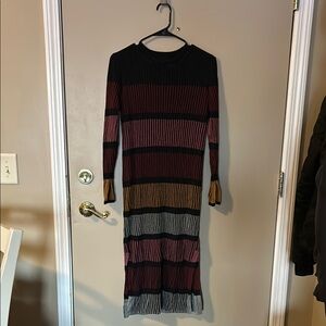 Striped Multicolor Long Sleeve Dress